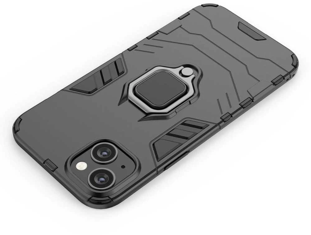 Hurtel Ring Armor dėklas telefonui Apple iPhone 14 Pro Max armored magnetic holder ring juodos spalvos