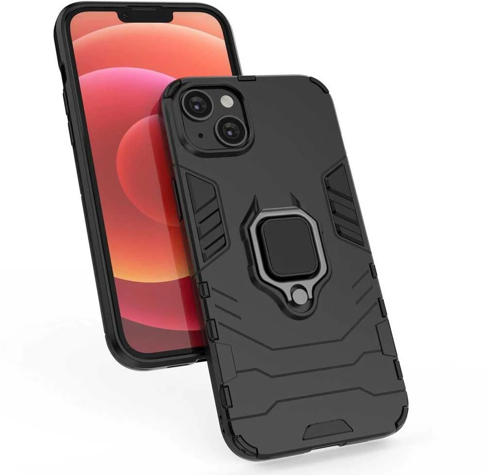 Hurtel Ring Armor dėklas telefonui Apple iPhone 14 Pro Max armored magnetic holder ring juodos spalvos