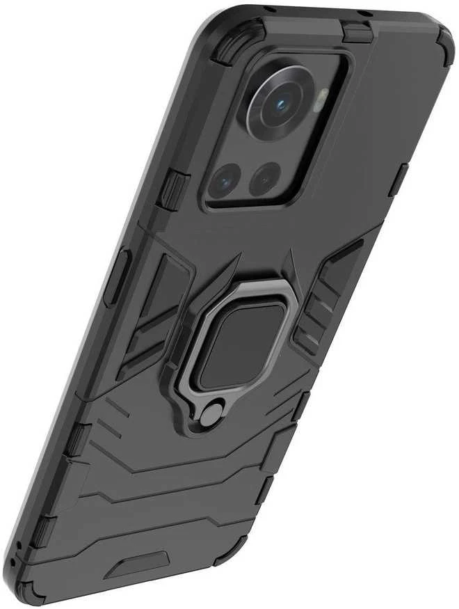 Hurtel Ring Armor hibridinis dėklas + magnetinis laikiklis skirtas OnePlus Ace, juodas