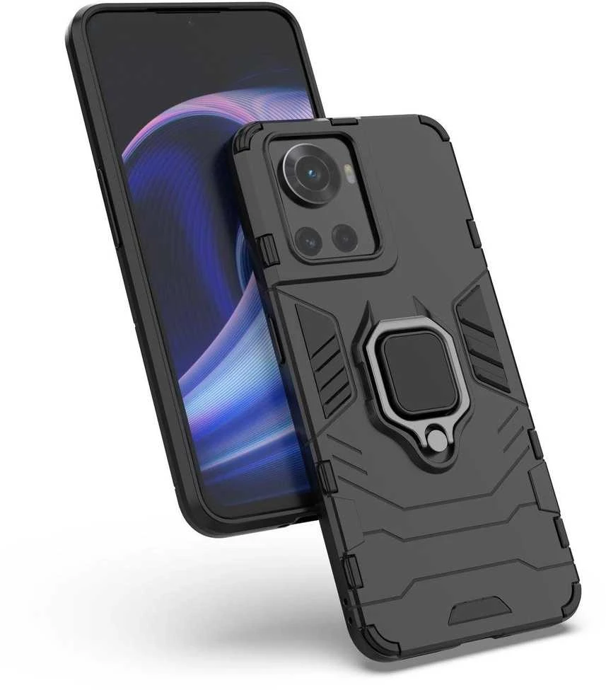 Hurtel Ring Armor hibridinis dėklas + magnetinis laikiklis skirtas OnePlus Ace, juodas
