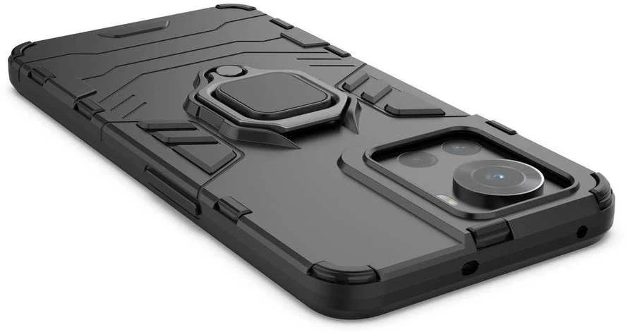 Hurtel Ring Armor hibridinis dėklas + magnetinis laikiklis skirtas OnePlus Ace, juodas
