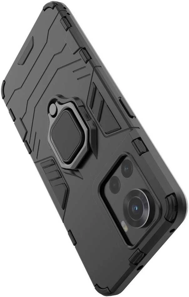 Hurtel Ring Armor hibridinis dėklas + magnetinis laikiklis skirtas OnePlus Ace, juodas