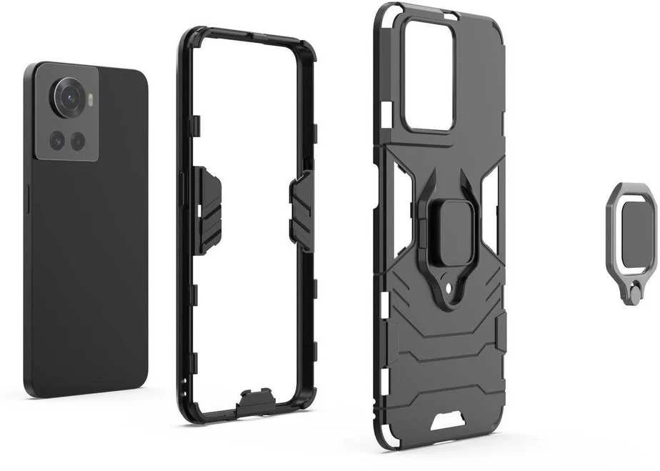 Hurtel Ring Armor hibridinis dėklas + magnetinis laikiklis skirtas OnePlus Ace, juodas