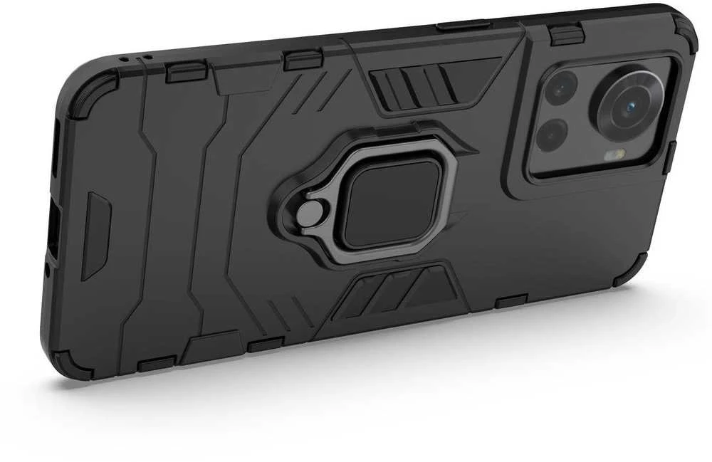 Hurtel Ring Armor hibridinis dėklas + magnetinis laikiklis skirtas OnePlus Ace, juodas
