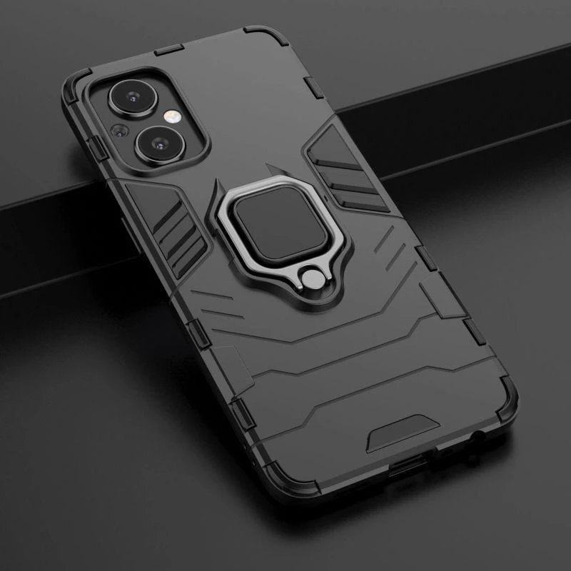 Hurtel Ring Armor hibridinis dėklas + magnetinis laikiklis skirtas OnePlus Nord N20 5G, juodas