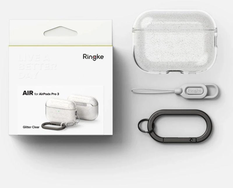 Ringke Air dėklas skirtas AirPods Pro 3 - Skaidrus su blizgučiais