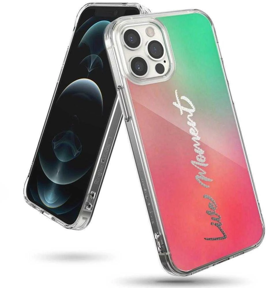 Ringke Fusion Design PC TPU Bumper iPhone 12 Pro Max dėklas telefonui rožinės ir žalios spalvos (GNAP0028)