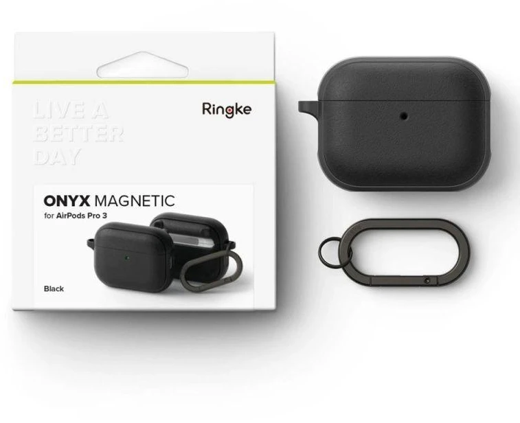 Ringke Onyx magnetinis MagSafe dėklas, skirtas AirPods Pro 3 - Juodas