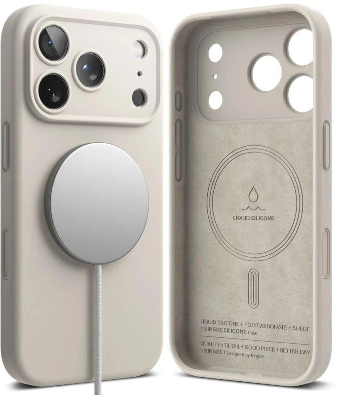 Ringke Silikoninis Magnetinis MagSafe dėklas iPhone 17 Pro - Smėlio spalvos