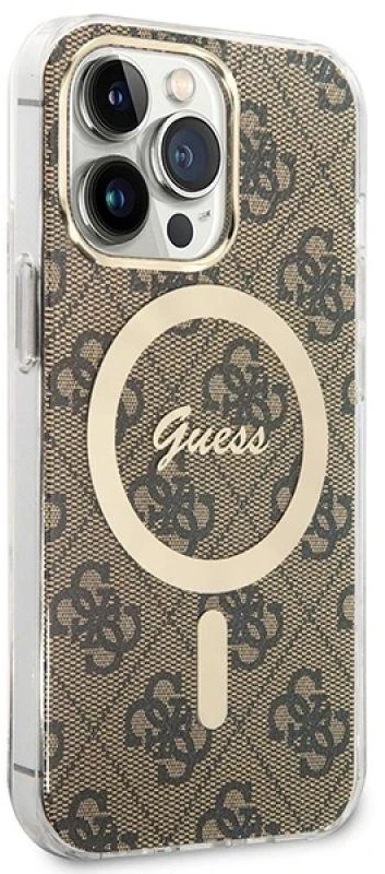 Set Guess GUBPP13LH4EACSW Case+ Charger Apple iPhone 13 Pro dėklas telefonui rudos spalvos 4G Print MagSafe
