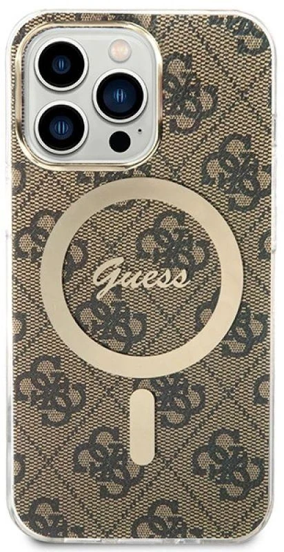 Set Guess GUBPP13LH4EACSW Case+ Charger Apple iPhone 13 Pro dėklas telefonui rudos spalvos 4G Print MagSafe