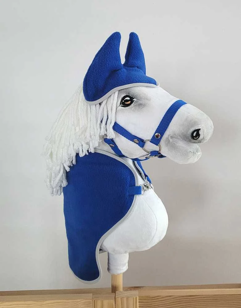 Rinkinys hhobby horse : tamsiai mėlynas pledas ir ausinukai