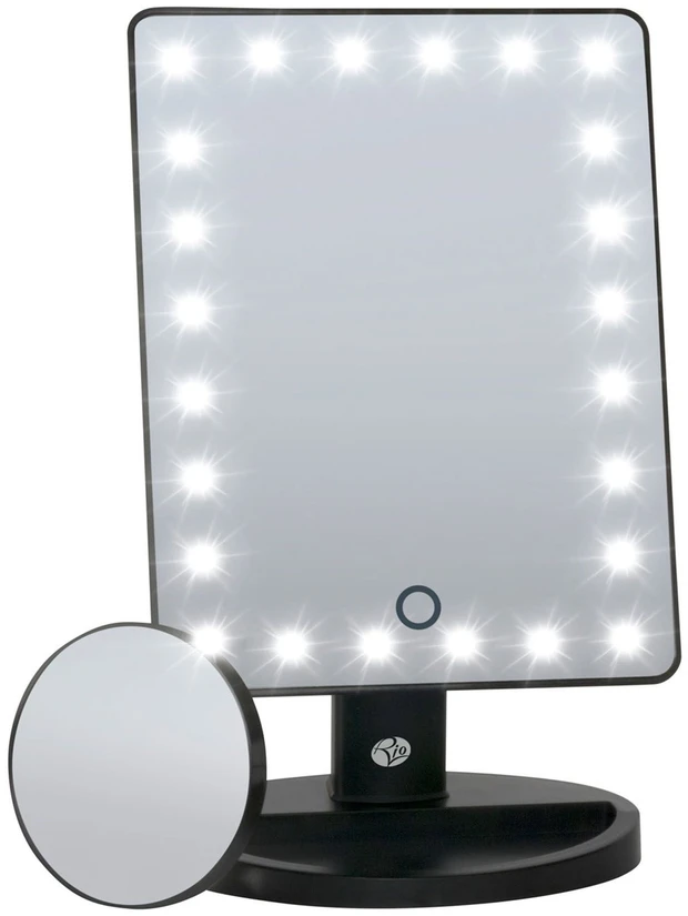 Rio Beauty Rio MMSP-EU/2,4 kosmetinis veidrodis su 24 LED ir lietimui jautriu valdymu, juodas
