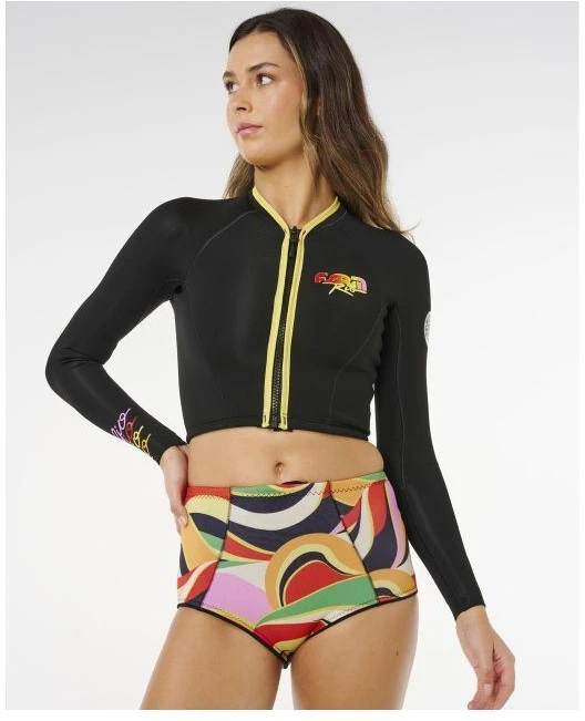 Rip Curl G-Bomb 1.5 Ls Fz Crop Jkt moteriška striukė, juoda