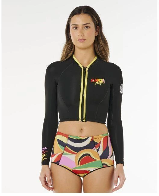 Rip Curl G-Bomb 1.5 Ls Fz Crop Jkt moteriška striukė, juoda