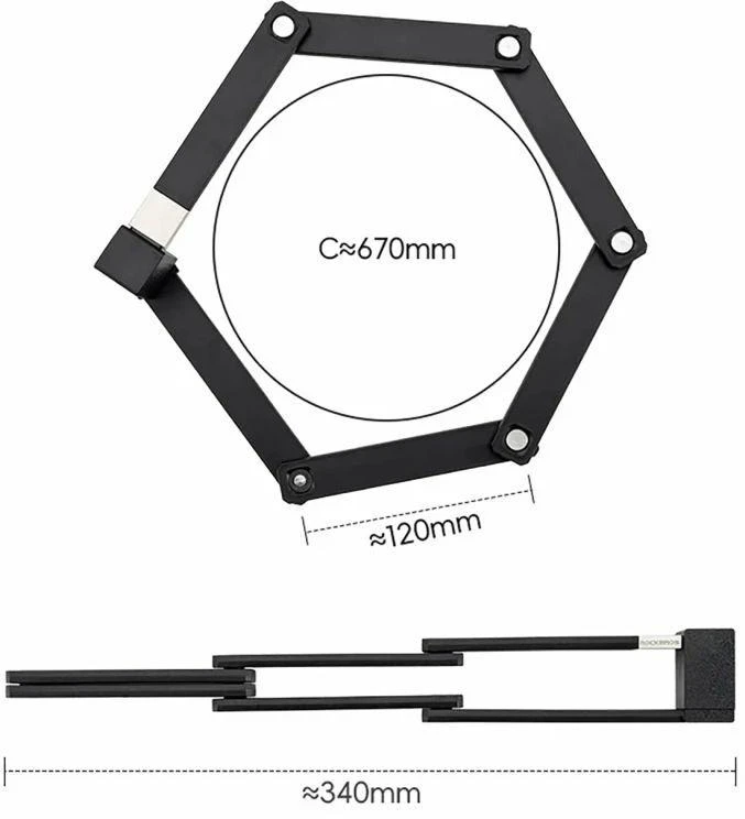Rockbros 32140003001 sulankstoma dviračio spyna su raktu ir rankena, 68 cm - juodas