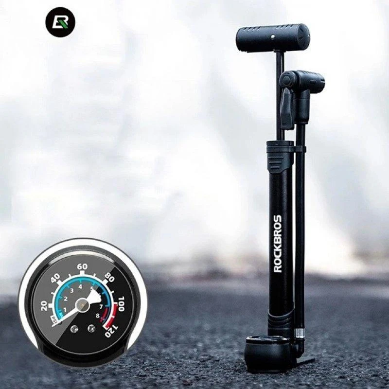 Rockbros 42310006001 bicycle pompa with pressure gauge – juodos spalvos