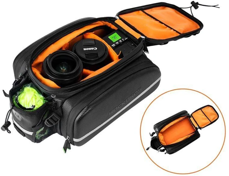 Rockbros A6-6 krepšys dviračiui for trunk, 35 l, with fold-out pockets – juodos spalvos