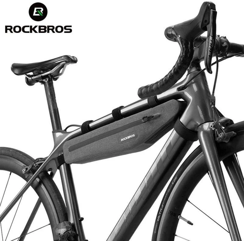 Rockbros AS-052 waterproof dviračio krepšys for frame – pilkos spalvos
