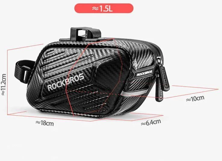Rockbros B59 dviračio balnelio krepšys 1,5 l - Juodas