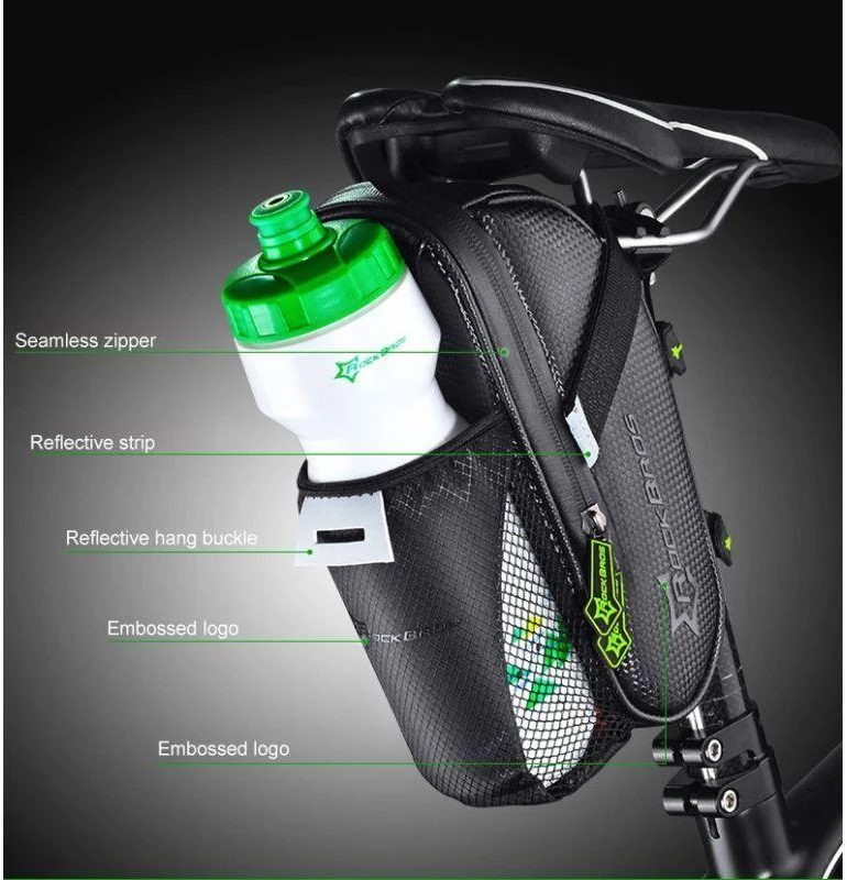 Rockbros C7-1 vandeniui atsparus dviračio krepšys su tvirtinimu prie balnelio 1.5l – juodos spalvos