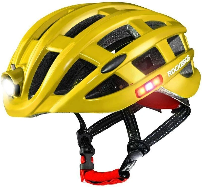 Rockbros Dviračio šalmas MTB su šviesos diodu, geltonas, 57–62 cm