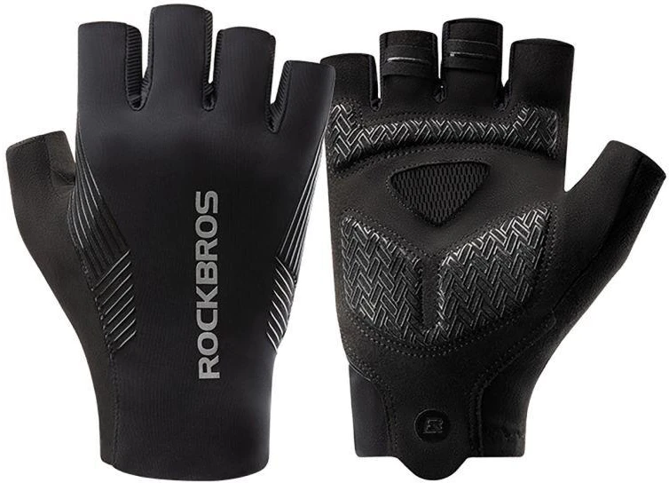 Rockbros dviračių pirštinės pavasariui/vasarai/rudeniui, trumpi pirštai, dydis: L - juodos