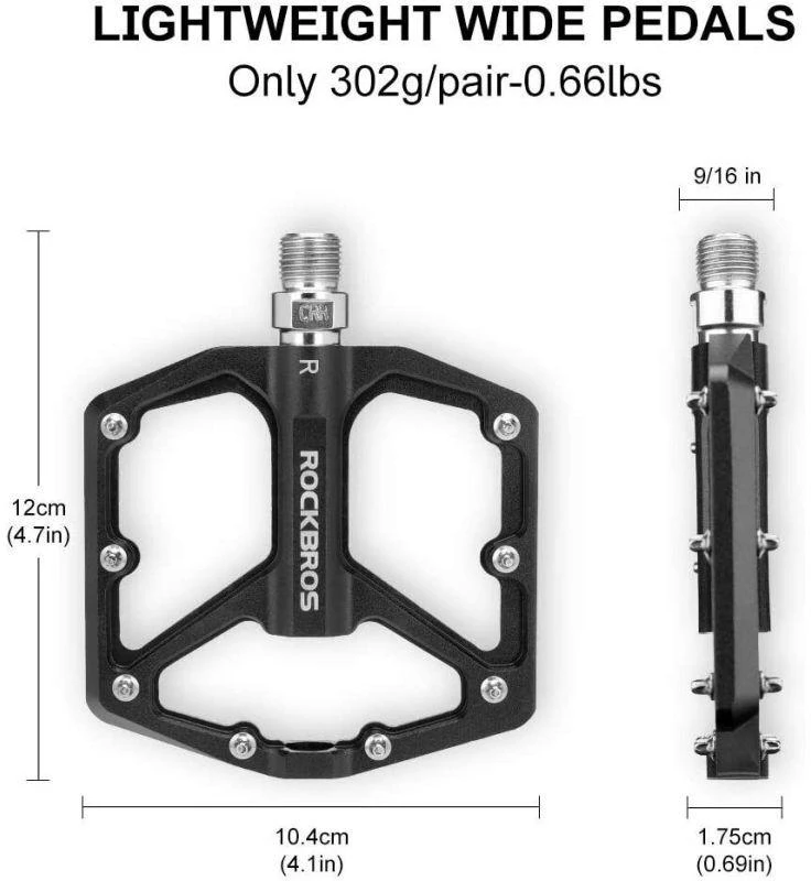 Rockbros juodi platforminiai dviračio pedalai