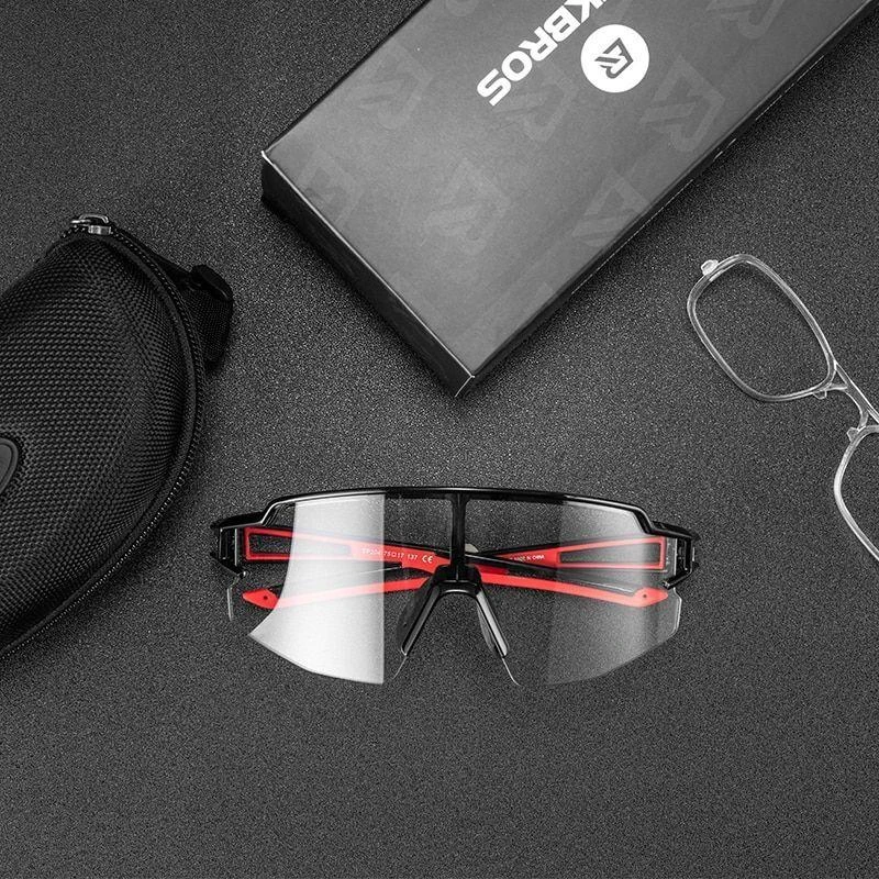 Rockbros juodi sportiniai akiniai su fototromine technologija