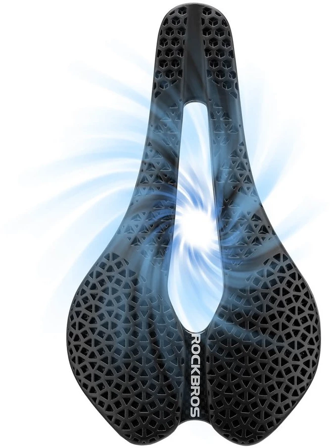 Rockbros LF0214 Anatomical 3D Atsparus vandeniui Bicycle Saddle - Juodas