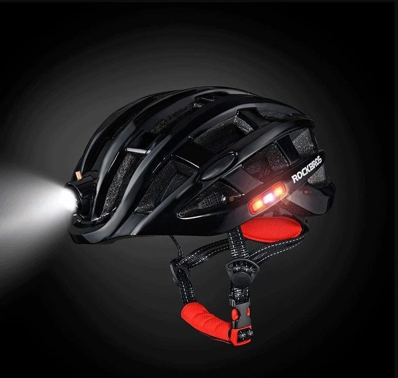 Dviračio šalmas su lempute MTB juodas 57–62 cm Rockbros
