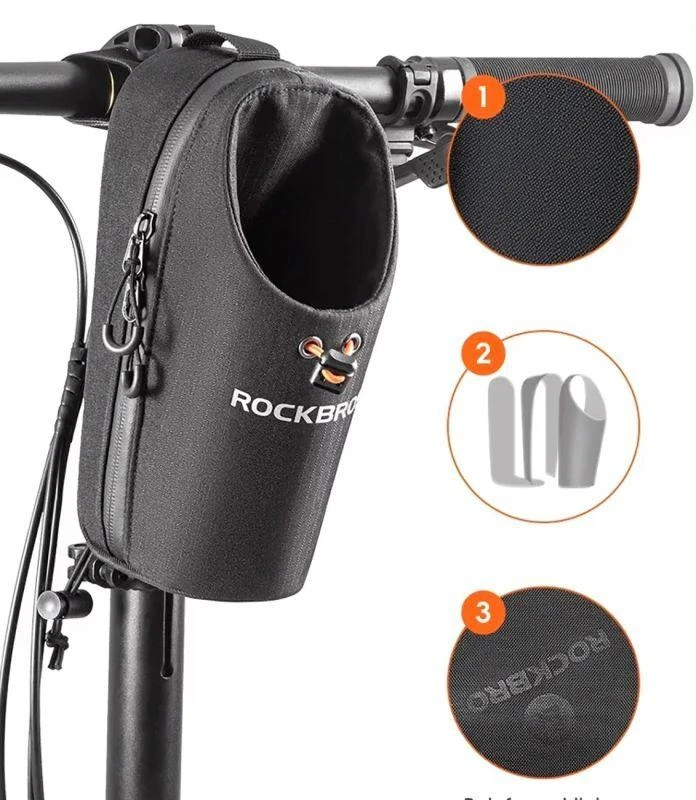 Rockbros P002 krepšys ant vairo, tinkamas paspirtukams ir sulankstomiems miesto dviračiams, 1,5 l – juodas