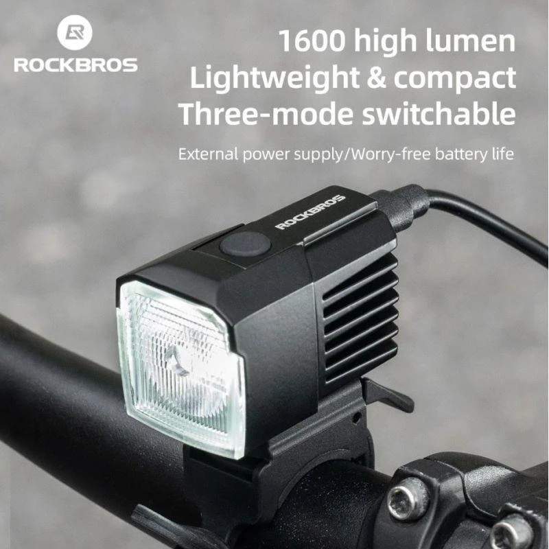RockBros priekinė dviračio lempa 1600 lm juoda