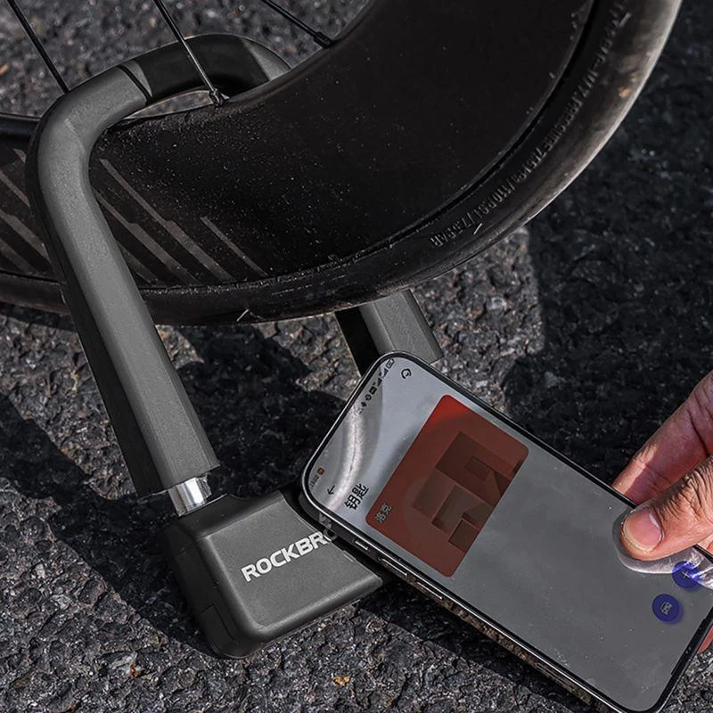Rockbros RBNS1 išmanioji dviračio spyna su NFC skaitytuvu – juoda