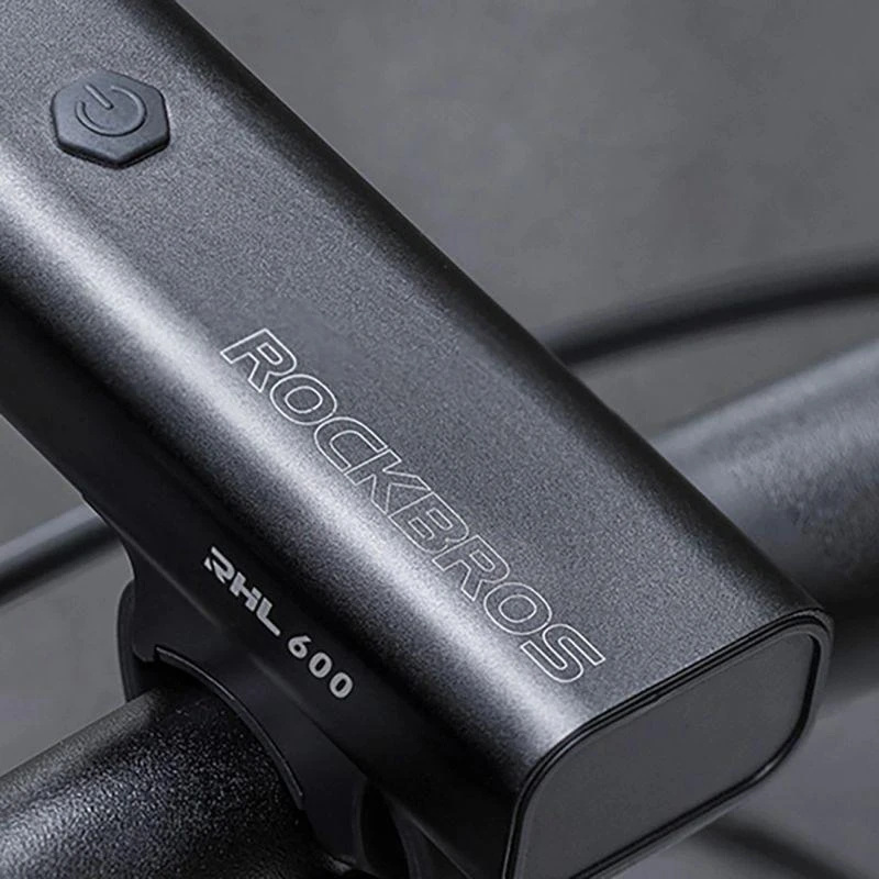 Rockbros RHL600 priekinis dviračio žibintas 600lm 2600mAh IPX6 – juodos spalvos
