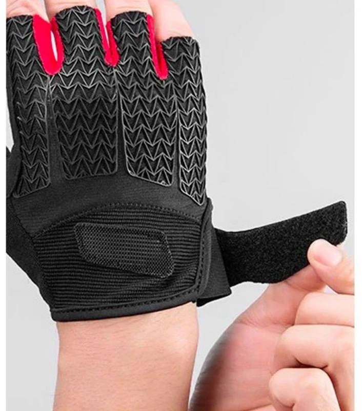 Rockbros S169BR XL dviračių pirštinės su gelio įdėklais - juodos ir raudonos