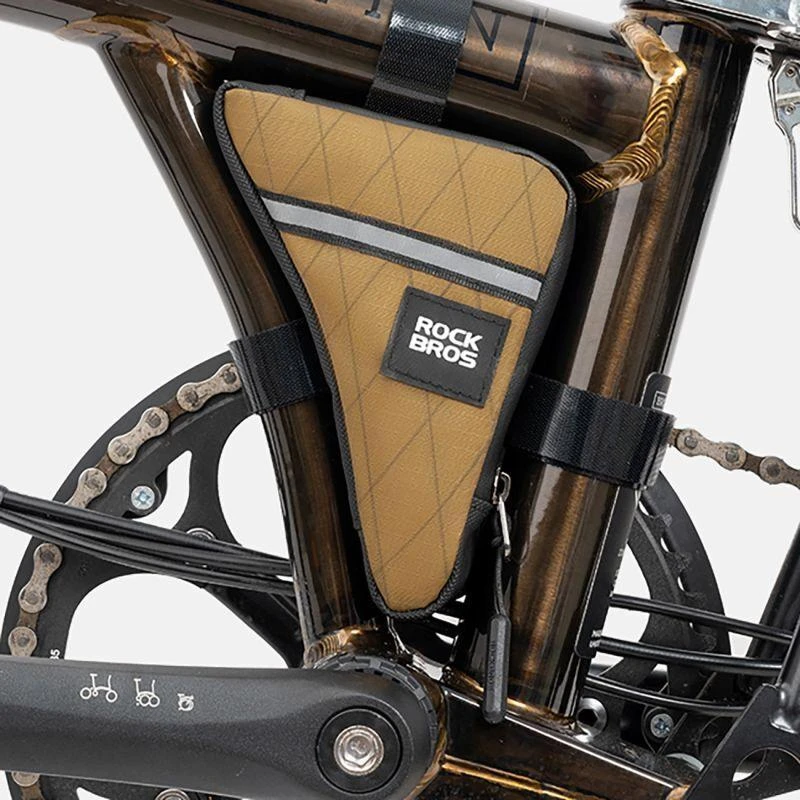 Rockbros Trikampis dviračio rėmo krepšys 0.3l - Rudas