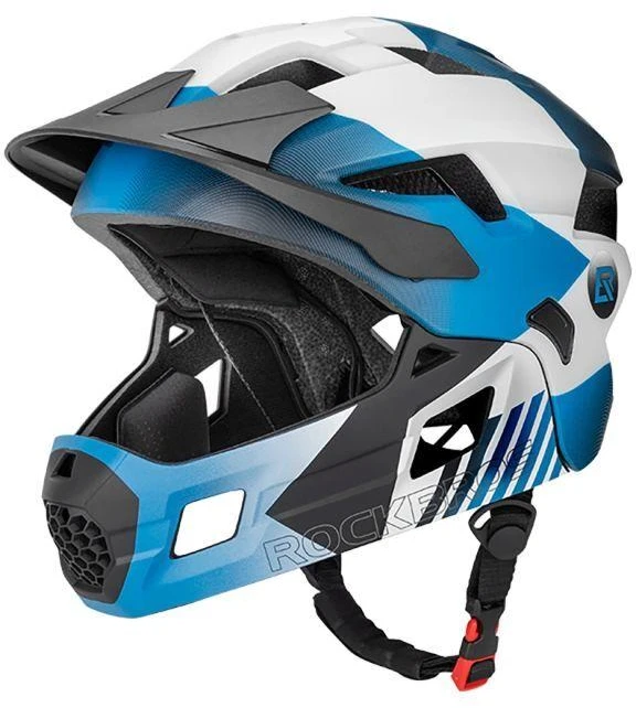 Rockbros TS-61 10110061002 Vaikų dviratininko šalmas su nuimamu smakru, dydis M (54-57) - Mėlynas