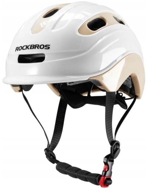 ROCKBROS vaikiškas dviračio šalmas, baltas ir smėlio spalvos, 54–58 cm