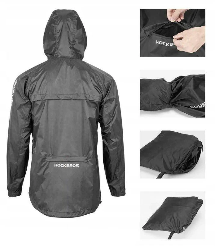 Rockbros YPY013BK4XL Rain Jacket Breathable Windproof XXXXL – juodos spalvos