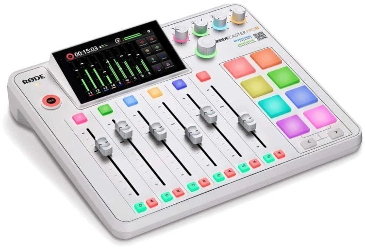 Raudonas RODECaster Pro II Baltas - podcast'ų gamybos studija, baltas