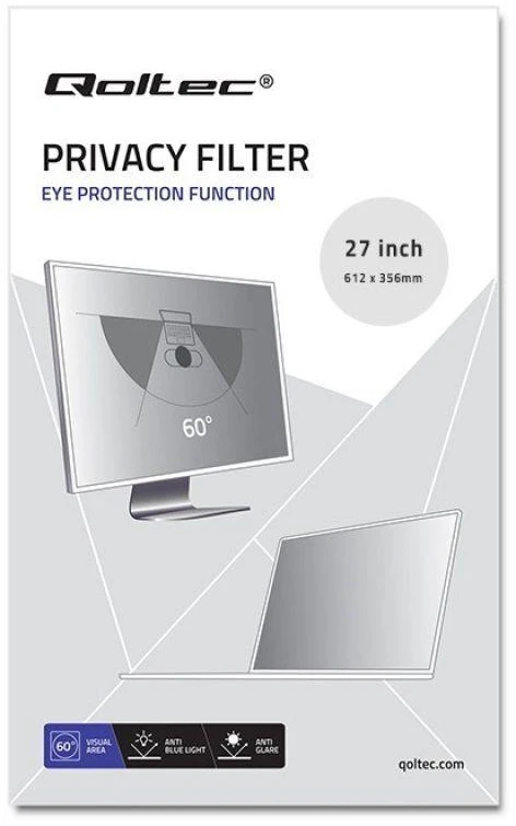 Qoltec Privatumo filtrai RODO | 27'' | 16:9