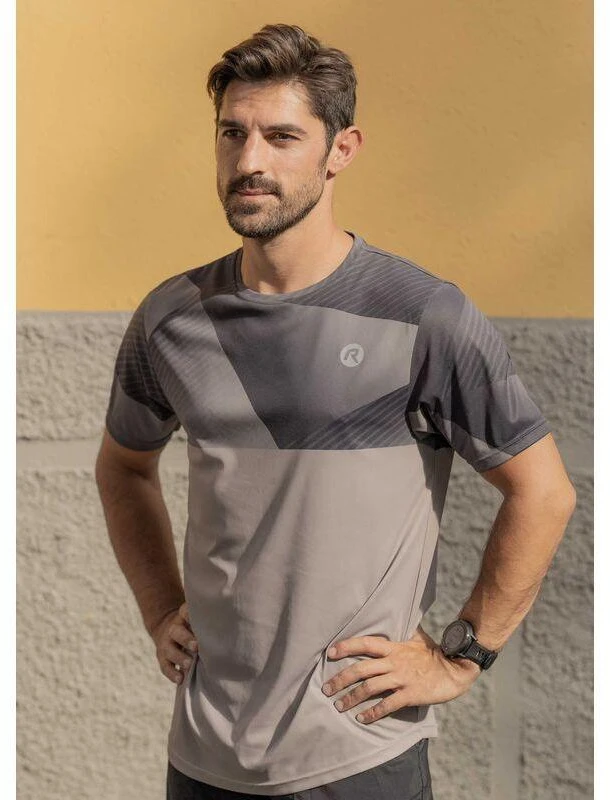 Rogelli RUSH smėlio spalvos bėgimo marškinėliai 2XL