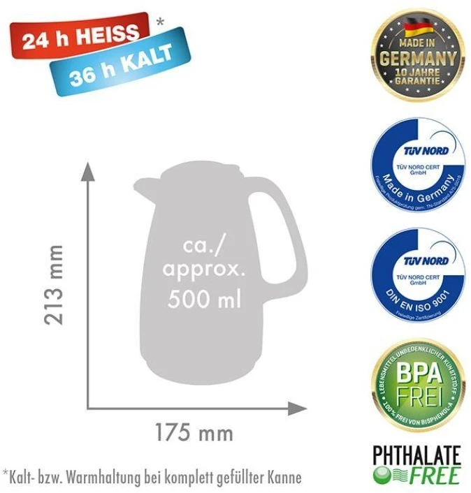 Rotpunkt Thermos jug, 1.5 l, sparking juodas (juodas)