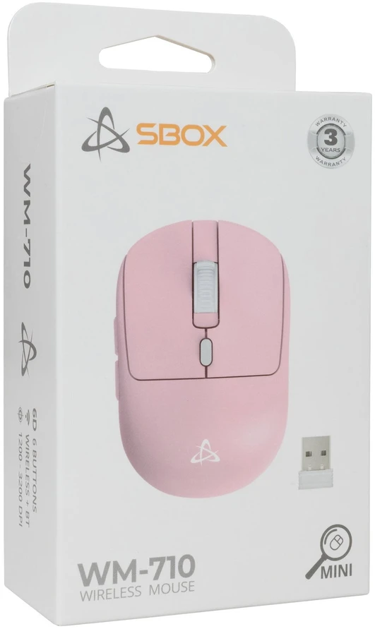 Rožinė belaidė pelė Sbox WM-710