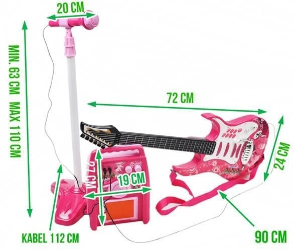 Kruzzel Gitara + mikrofonas + stiprintuvas rose 22407