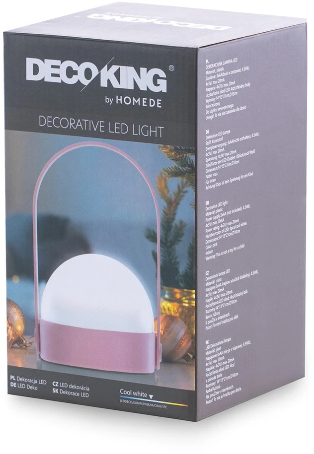 DecoKing Rožinė LED dekoracija KAMPI M (šilta balta)