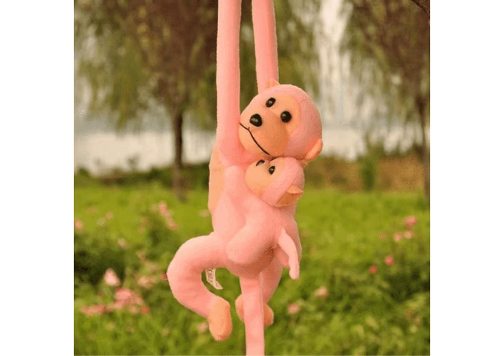 Lean Toys Pliušinis beždžioniukas su mažyliu, 90 cm