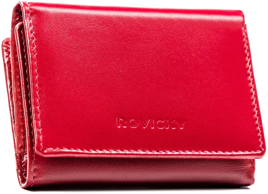 Rožinė portfel damski ze skóry naturalnej wyposażony w system RFID - Rovicky