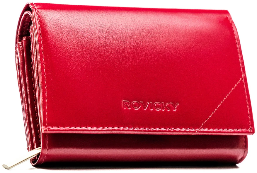 Rožinė portfel damski ze skóry naturalnej uždaromas zatrzaskiem, wyposażony w system RFID - Rovicky
